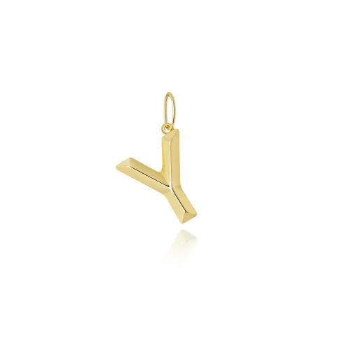 9ct Yellow Gold Initial Pendant Y 11.9 x 14mm